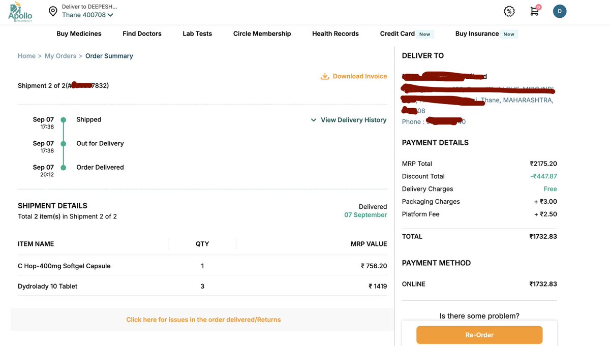 dcFromNM's tweet image. ‼️🚨 ALERT: Got “C-Hope 400mg” (batch P25G015) @ApolloPharmacy instead of legit “C-Hop 400mg.” Likely counterfeit! Apollo confirmed spelling err &amp;amp; said DON’T USE. Online med buyers double-check meds, your health is at risk! 🚨‼️  
@CDSCO_INDIA_INF @MNCDFbombay @MoHFW_INDIA