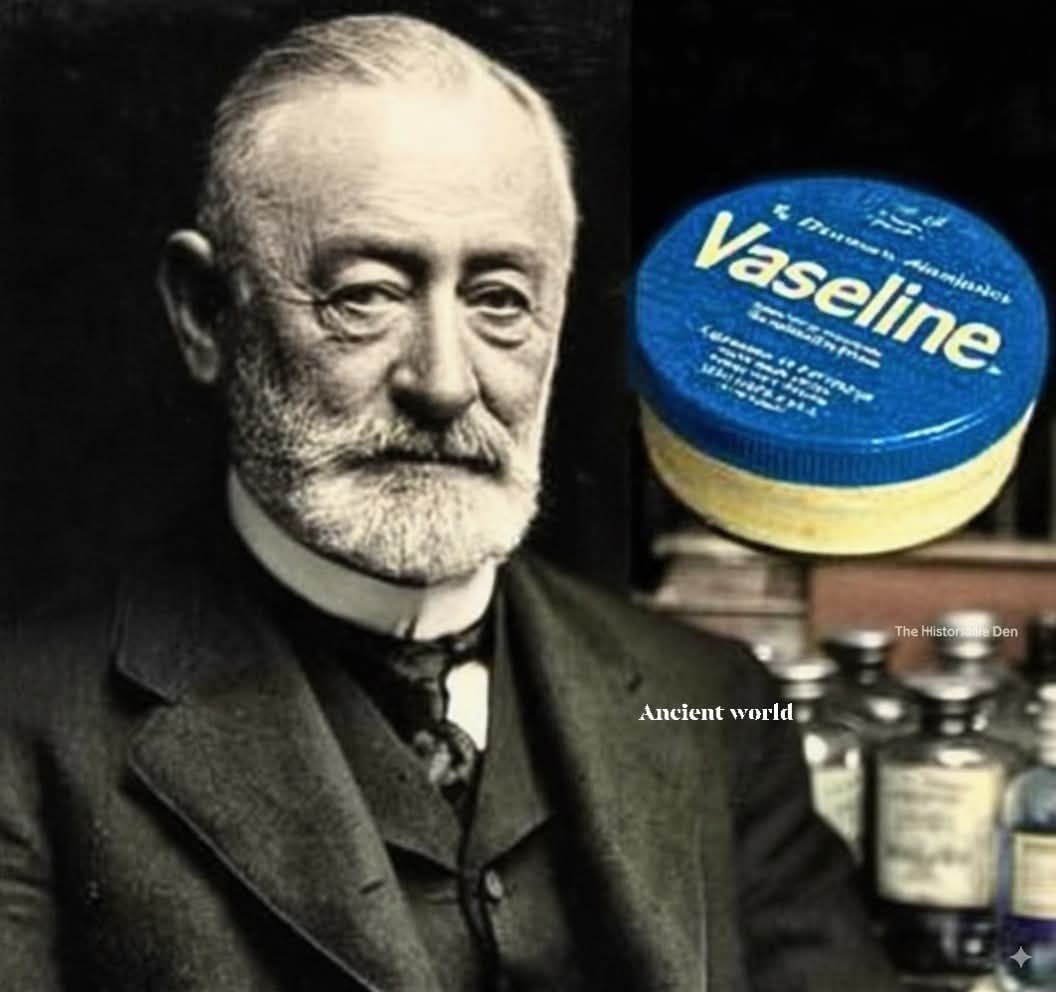 Robert Chesebrough, a 19th Century chemist, created Vaseline after observing oil workers using a waxy byproduct from drilling to heal their wounds. He refined this substance into petroleum jelly, patenting it as Vaseline in 1872—a name combining the German word for water,