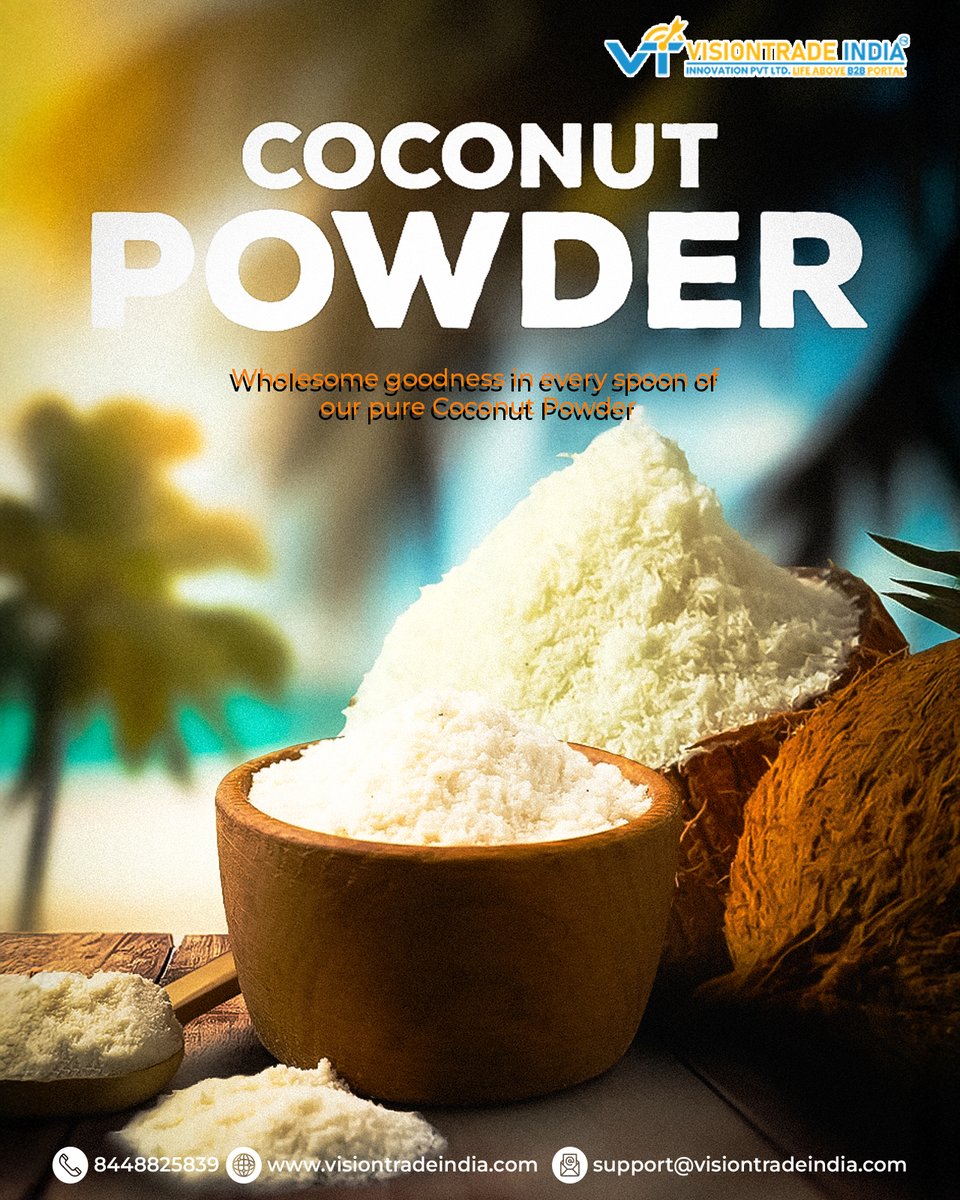 VisionTradeInd1's tweet image. Enjoy the rich flavor and natural nutrition of our premium coconut powder - perfect for cooking, baking, smoothies, and daily health.
#CoconutPowder #DryCoconut #FoodIngredients #NaturalGoodness #Superfood #VisionTradeIndia #VTI