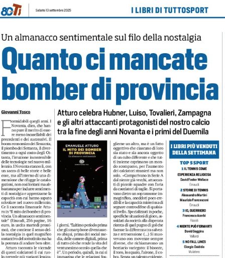 I libri del sabato di Tuttosport <a href="/perelaa/">Emanuele Atturo</a> <a href="/Einaudieditore/">Einaudi editore</a>