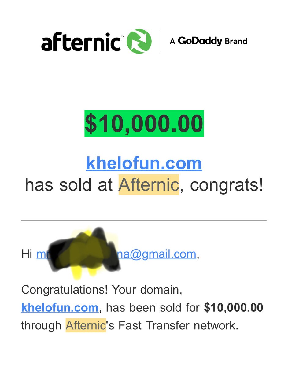 DomainVyapari's tweet image. Domain Sold 10K @afternic
