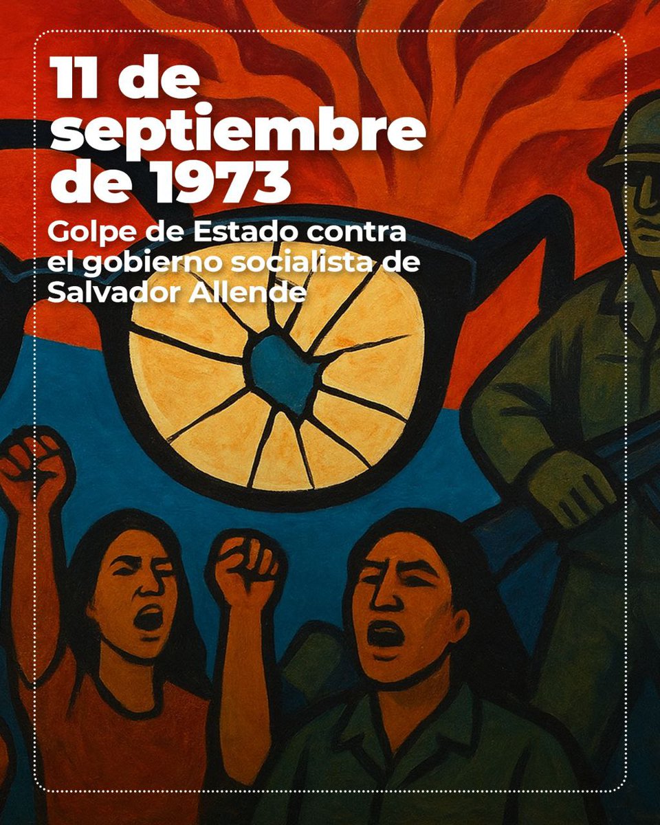 Hace 52 años, América Latina vivió uno de los episodios más devastadores para la región: el golpe de Estado contra el gobierno socialista de Salvador #Allende en #Chile, liderado por Pinochet y respaldado por EEUU. Hoy, la región debe defender la autodeterminación de los pueblos.