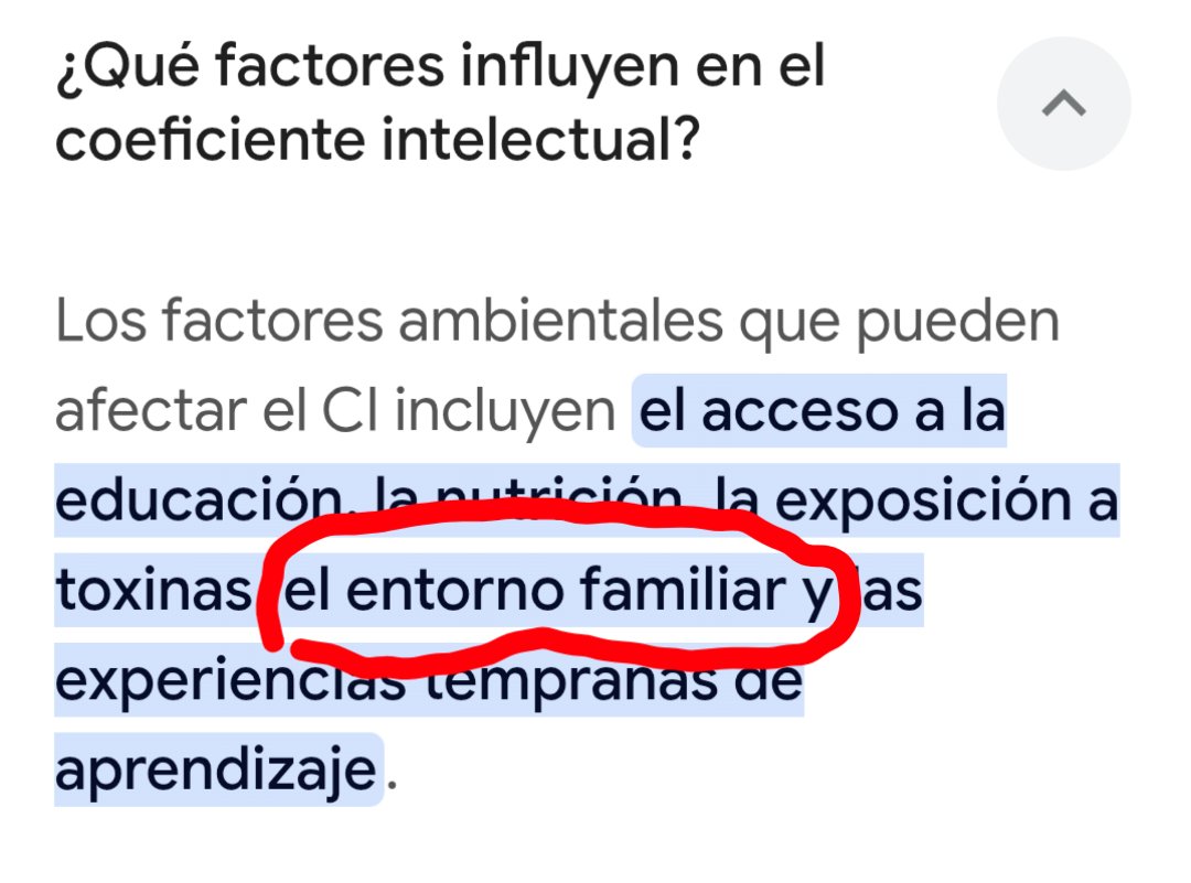 Me encanta cuando la gente dice algo de manera sesgada.

C. Kirk, se refería a esto: el entorno familiar, influye en el CI. Muchos afroamericanos, se crían en familias desestructuradas, sin un padre presente, con problemas de alcohol y drogas.

Pero seguid con la cantinela.