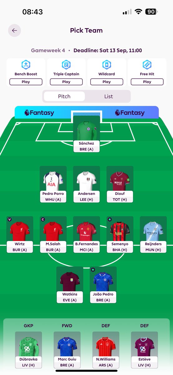 Have 1 FT and £1.6M
I know that getting a Palace defender seems the obvious move but I’m not sure which one regarding future budget

Think I’ll just roll as hopefully 2FT next week will be more beneficial longer term.