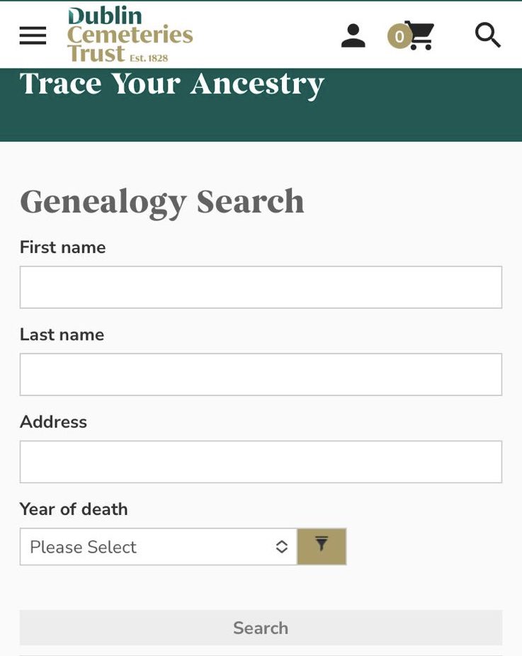 IGRS Top Research Tip #172: Glasnevin cemetery is the main place of burial for Dublin’s Catholics: 1.5M are interred there. Helpfully, its online database can even be searched with just as little as an address by first tapping a ‘space’ in the surname box: dctrust.ie/genealogy/sear…
