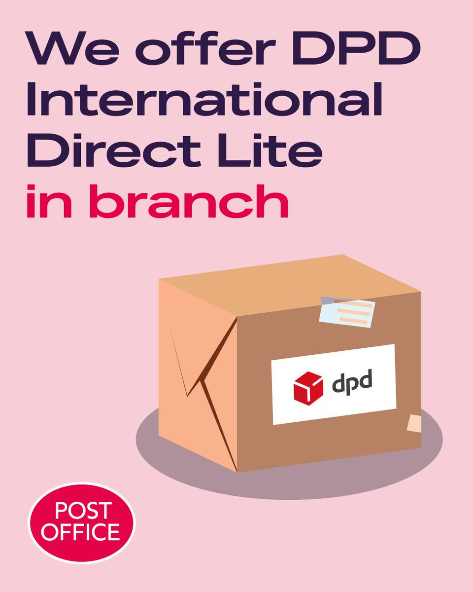 Want an easy, budget friendly way to send parcels abroad?

Send with DPD Direct Lite to 38 countries worldwide, with live tracking and up £50 compensation cover included.

Pop in today for more information.