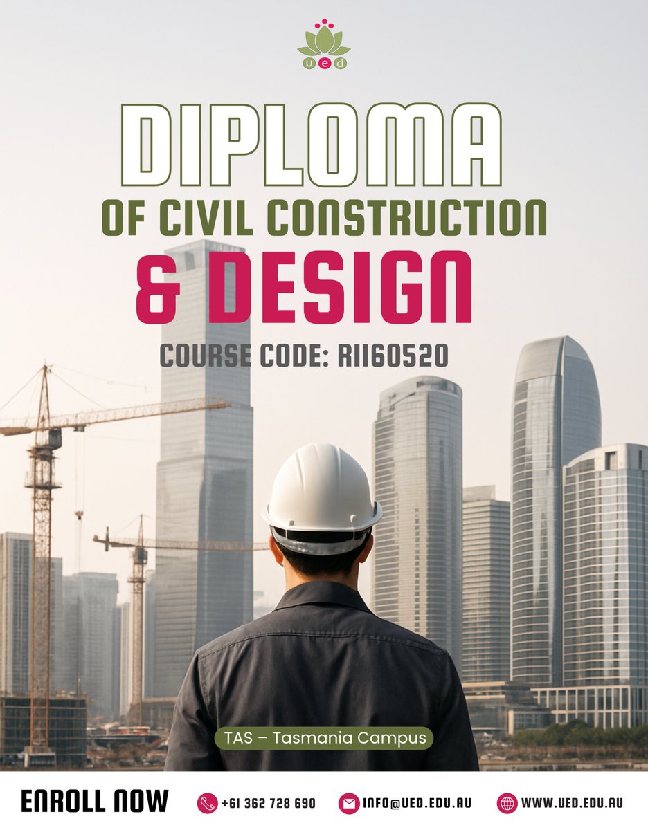 UnitySchoolD's tweet image. Turn your passion for engineering and design into a career that shapes skylines and communities. 

Enroll Now and start building your future in civil construction!

📞 +61 362 728 690
📧 [info@ued.edu.au]
🌐 [ued.edu.au]

#CivilConstruction #DesignDiploma