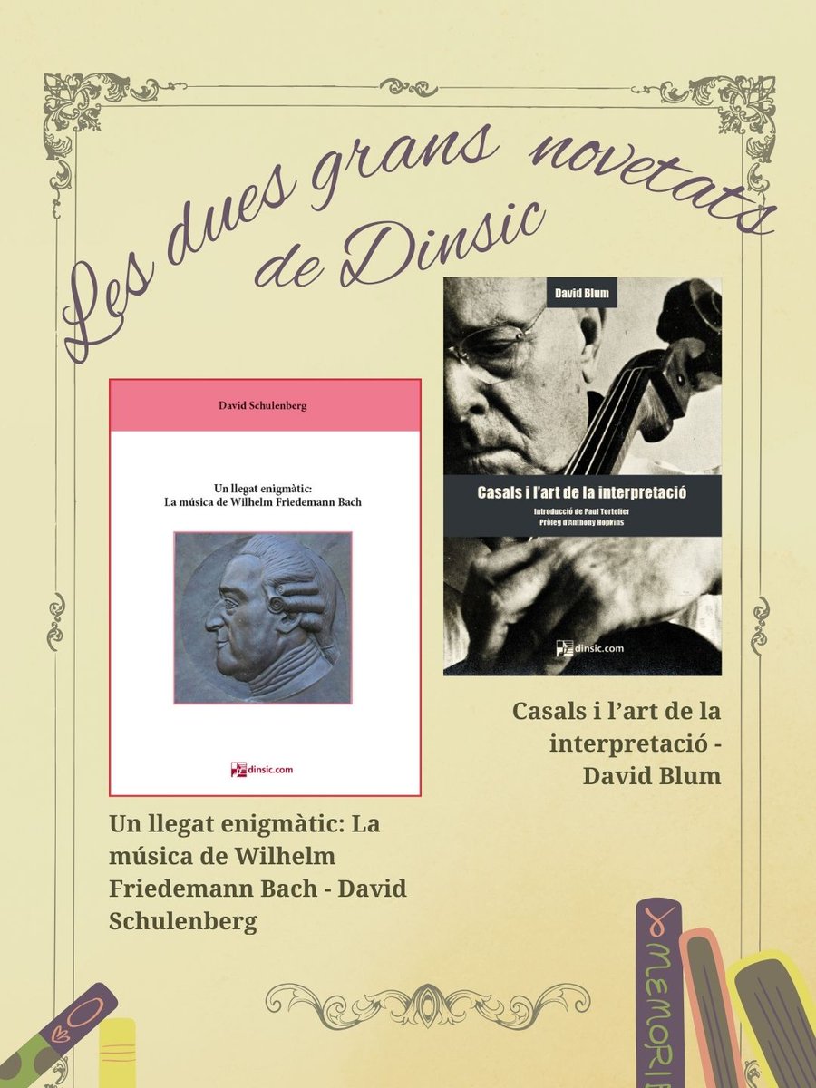 📚 Un llegat enigmàtic: La música de Wilhelm Friedemann Bach 👉 dinsic.com/ca/publicacion…

📚 Casals i l'art de la interpretació 👉 dinsic.com/ca/publicacion…