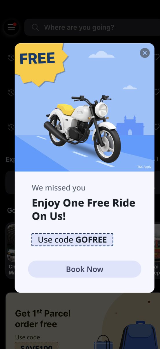 ns28055's tweet photo. @rapidobikeapp yeh kya scam hai?
First, you offer a free ride
When I want to avail it, your app crashes

I’d much rather use @Uber_India if you keep up
Also, in case you are wondering if I tried to use the coupon code, It’s invalid! https://t.co/IdB11TAM9v