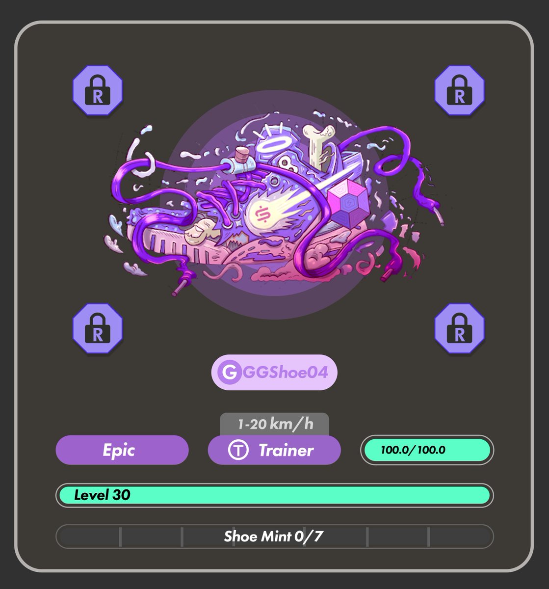 ✨ And the final piece of the Genesis STEPN Sneaker in a #GGBox: Resilience Genesis Sneaker 💪👟

Among the 4 Epic 1/1 Genesis Sneakers hidden in GGBoxes, this one is equipped with four Resilience sockets 🟣🟣🟣🟣

This sneaker is built to dominate the leaderboard and push your