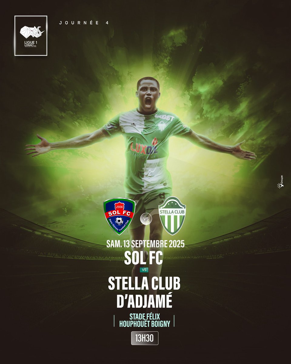 StellaClubAdjam's tweet photo. 🟢⚪ JOUR DE MATCH ⚽️
🔰 SOL FC d’Abobo
📅 Samedi 13 Septembre 2025
🕞 13H30
🏟️ Stade Félix Houphouët Boigny
Tous derrière le Stella 💚🤍!
#Magnans #Stellaclubdadjame #LONACILigue1 https://t.co/xaIaHWecIJ