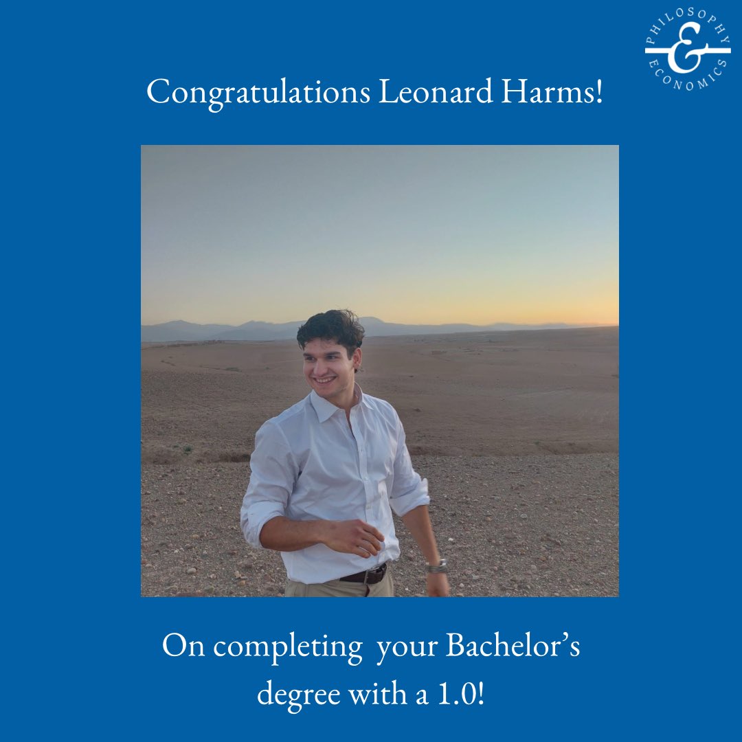 Big congratulations to Leonard Harms for finishing his P&amp;E BA with a flawless 1.0 grade! The whole P&amp;E teaching team is thrilled and grateful for the smart, thoughtful and dedicated students we get to educate.