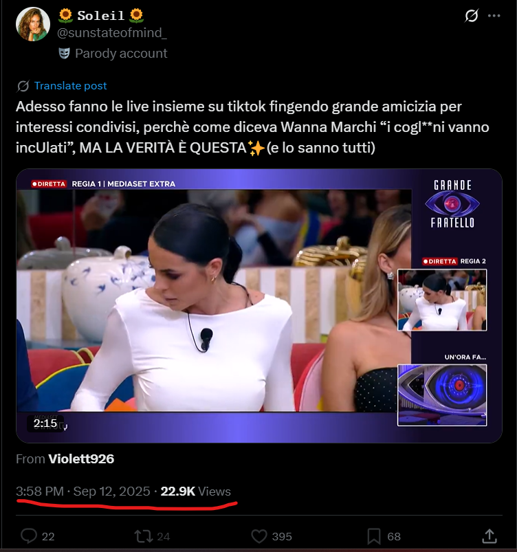 Di rado vedo le “perle” di questa utente nota, che mi ha bloccata per incapacità di reggere un confronto civile. Dopo 6 mesi, ancora attaccata all’unica (e forzata) lite tra S e Z su una dinamica legata a L, mollato pubblicamente una settimana dopo. #zeudiners #zaila #HateSpeech