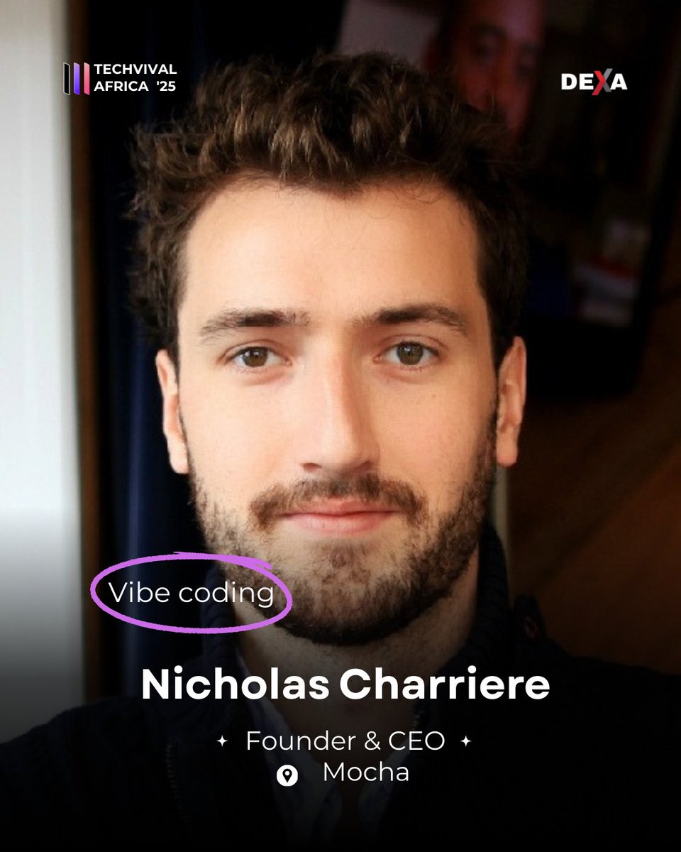 AI code fixes draining your time? 🚨

Nicholas Charriere, CEO of Mocha, is live at #Techvival2025 to demystify Vibe Coding &amp; show you how to build + deploy apps fast.

Register now at techvival.com

#TechvivalAfrica