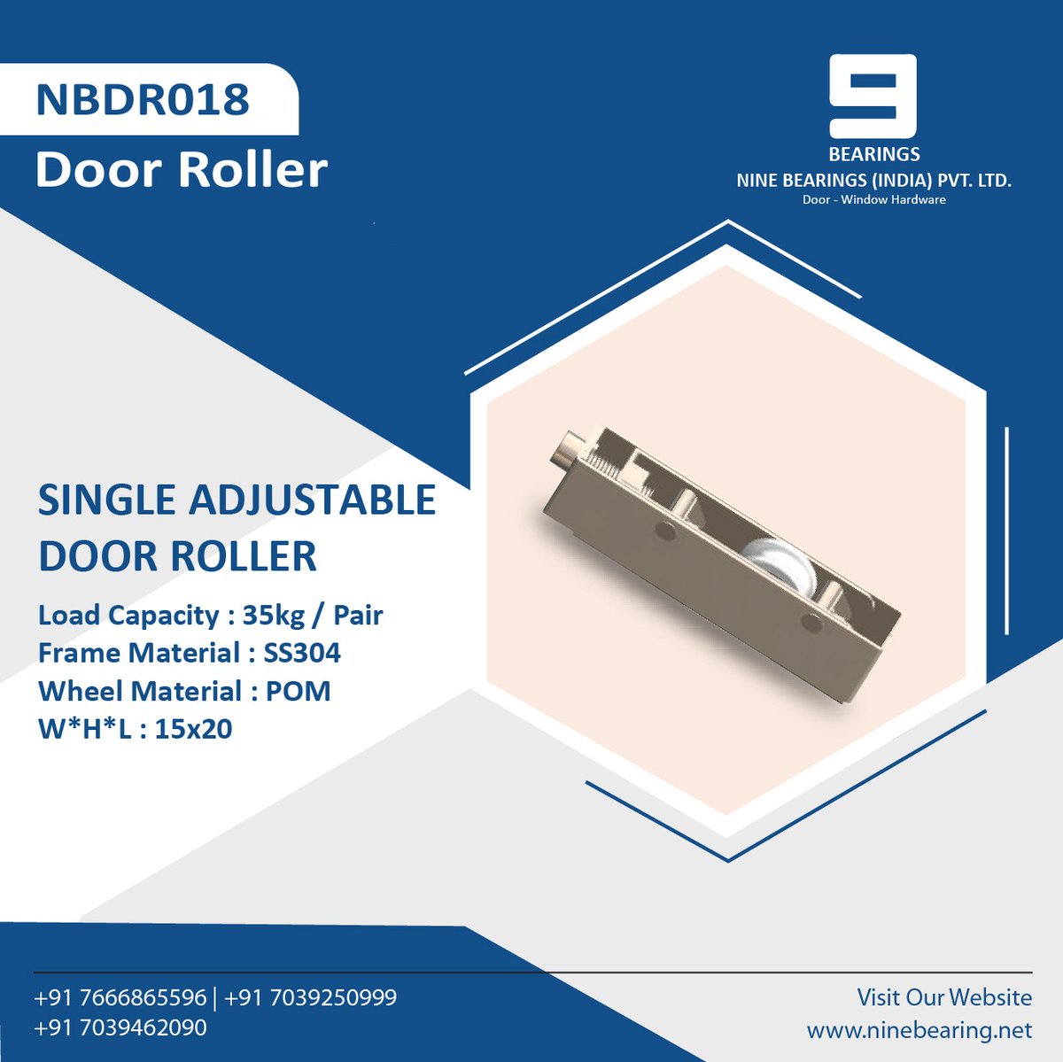 BearingNine's tweet image. The NBDR018 Single Adjustable Door Roller keeps every slide buttery smooth. Built with an SS304 frame, fitted with POM wheels, and tough enough to hold 35 kg per pair, it’s the tiny part that makes a huge difference.

#NineBearings #DoorRoller #SlidingDoorSolutions