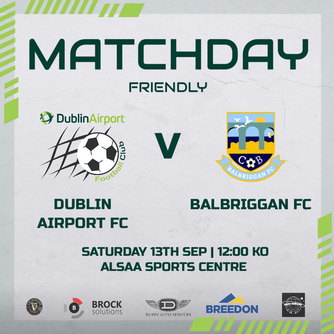 ✈️⚽️ | 𝙈𝙖𝙩𝙘𝙝 𝙙𝙖𝙮 | ⚽️✈️ 

🆚 Balbriggan FC
🏆 Friendly
📍 ALSAA Sports Centre 
⏱️ 12:00

#uptheplanes