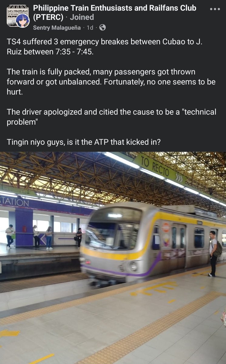 LordShieldWolf's tweet photo. Cool railfan moment: a post about LRT2 TS4’s emergency braking in the PH Train Enthusiasts group got an official LRTA reply with a full breakdown of the signaling fault &amp; fail-safe system. 

Love seeing the agency drop real details &amp; engage directly with the community https://t.co/eQSV9TM5ty