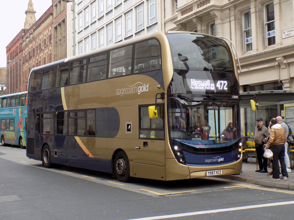 The2002BusGroup's tweet photo. Seen at Liverpool One is #StagecoachMCSL Alexander Dennis Enviro 400 MMC YX67 VCZ on route 472 to Heswall https://t.co/wnCKwWD4TN