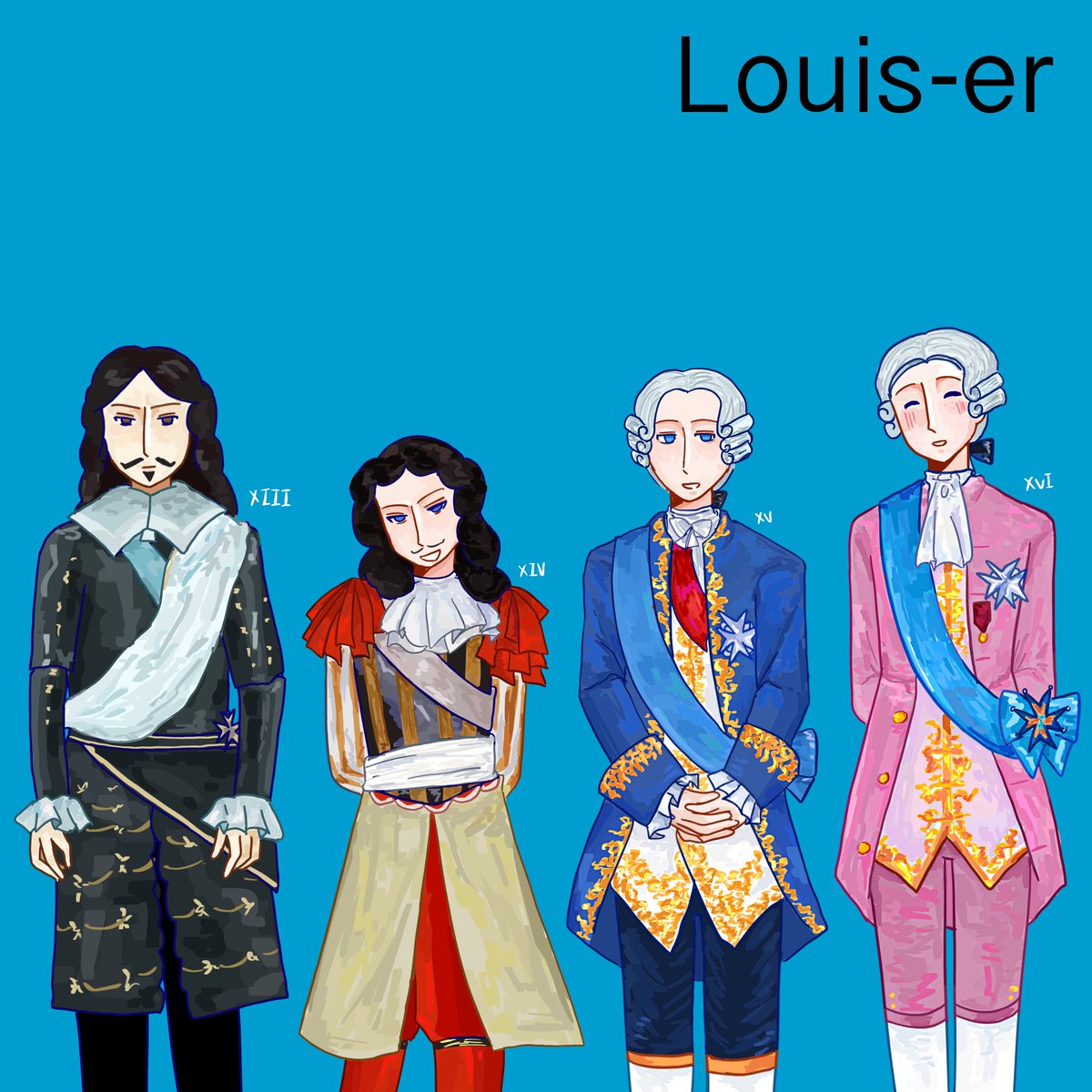 yuk1_ice's tweet photo. Realised I'd never draw  any Louis other than Louis XVI so this appeared https://t.co/kzkv6NNskL