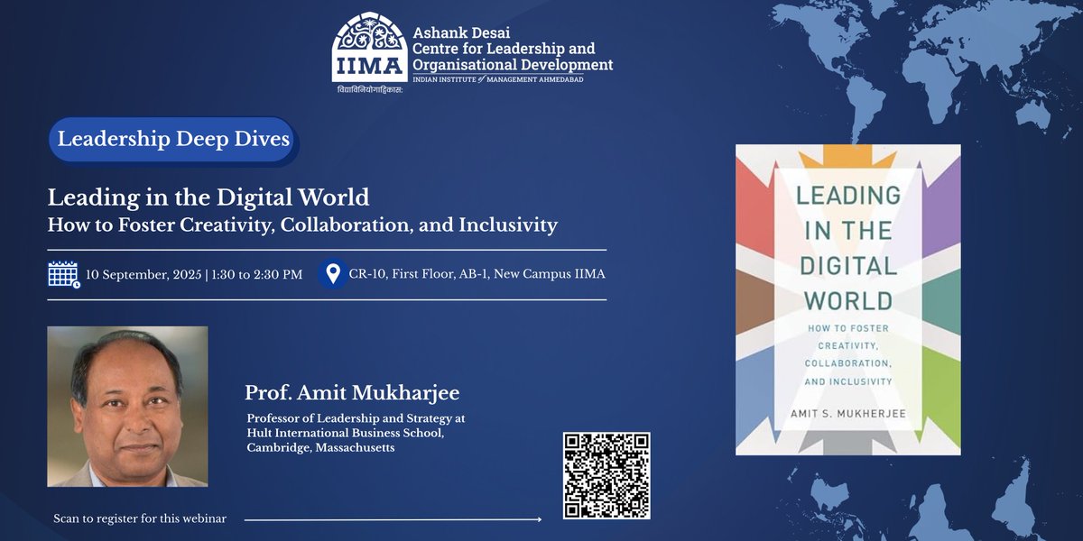 AdclodA's tweet photo. Prof. Amit Mukherjee at ADCLOD, IIM Ahmedabad highlighted how digital technologies are reshaping leadership—focusing on creativity, collaboration, inclusivity, and empowering T-shaped leaders in a less hierarchical world.

#Leadership #DigitalTransformation 

@neharik413 https://t.co/rXQKi1V1j5