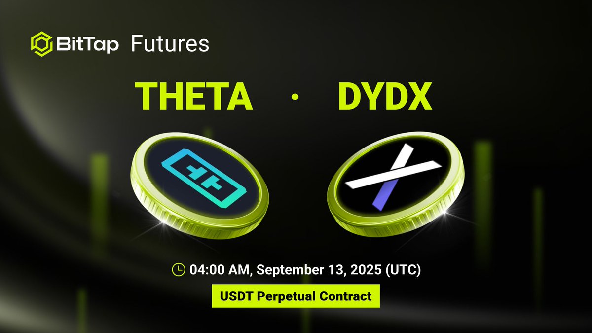 BitTapVN's tweet image. Futures Listing | THETA, DYDX, 
💠 Trading Pairs:THETA/USDT
                               DYDX/USDT
                       
💠 Launch Time: September 13, 2025, 10:00 (UTC)
Trade now: buff.ly/hDWAgKZ
Learn more: tinyurl.com/yc49v45j