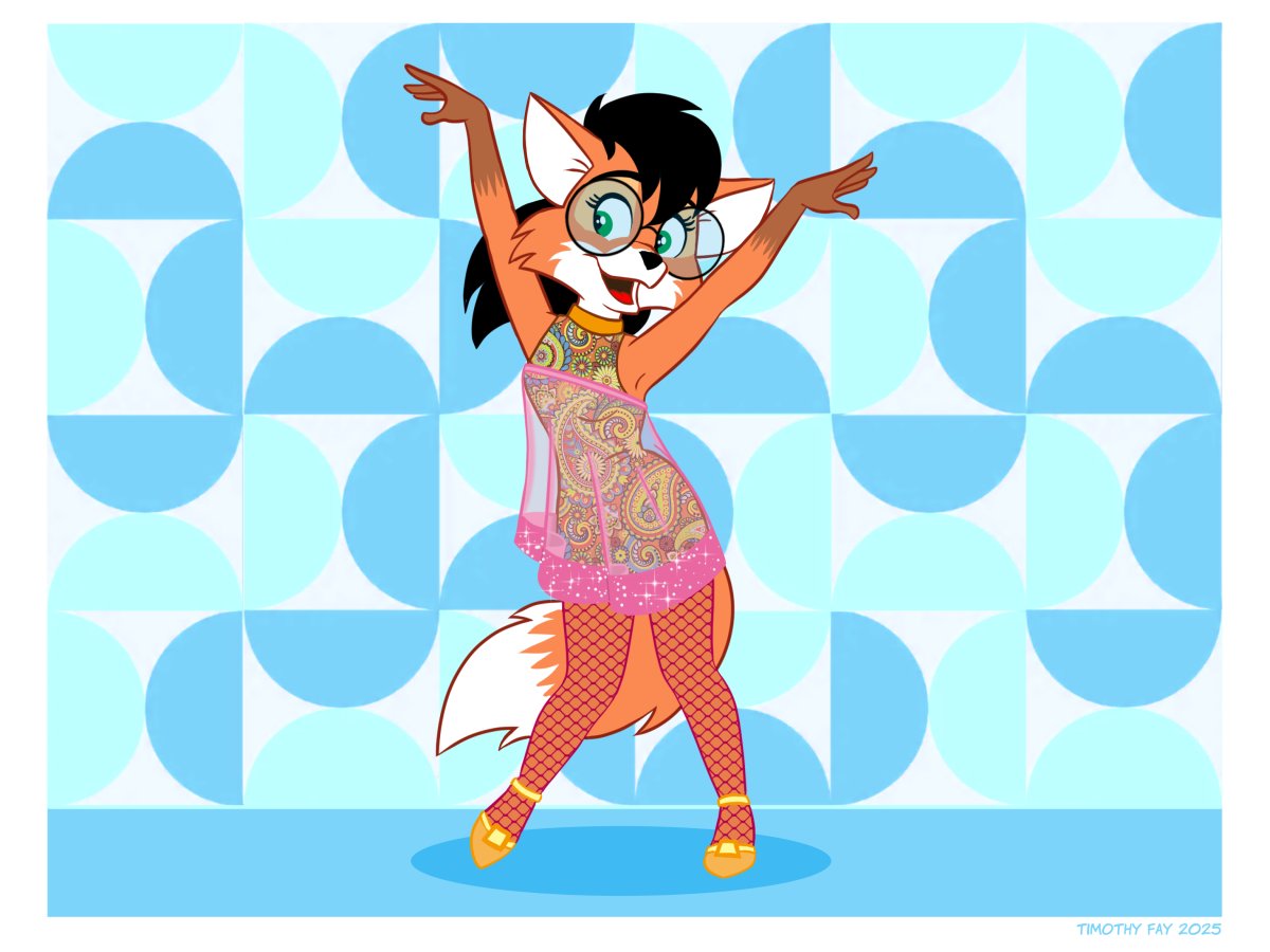 Tim_Kangaroo's tweet image. This little vixen has her 1960s groove on!
#fox #vixen #furry #retro #1960s #cartoon #art
