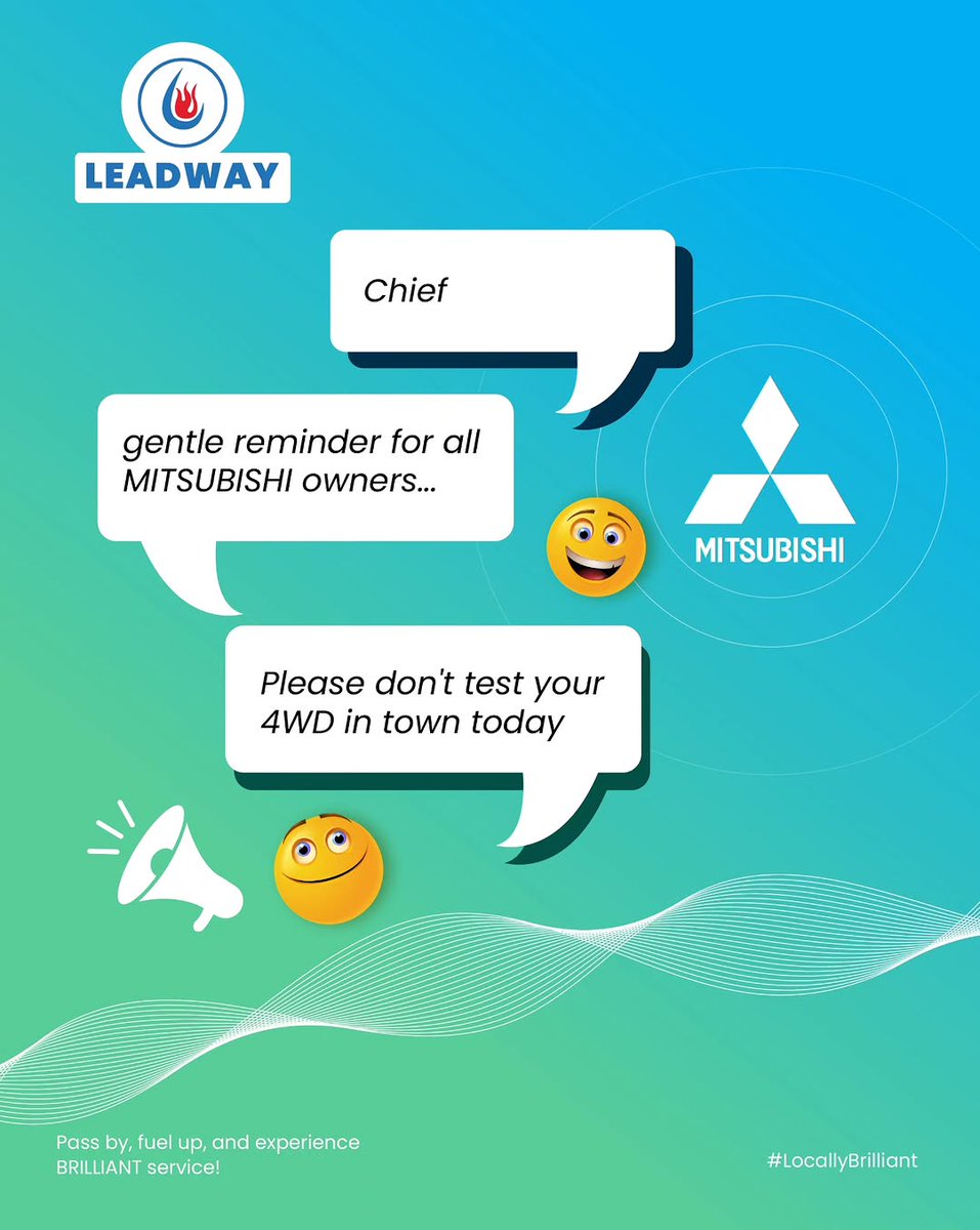 LeadwayAfrica's tweet photo. Dear Mitsubishi drivers, we see you eyeing those potholes like climbing challenges! Keep the 4WD testing for actual hills, not town roads. 😊 

#leadway #LeadwayCard #leadwaypetroleum #LeadwayGas #LocallyBrilliant #plusfuels https://t.co/j8INCmsyX4