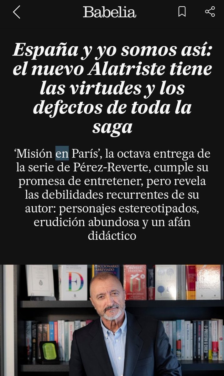 La reseña de Justo Serna sobre el nuevo Alatriste captura perfectamente lo que es la literatura de APR,el autor más influyente en la formación de un imaginario popular histórico español repleto de aporías y esquizofrenia. ¡Los historiadores deberían hacer más crítica literaria!