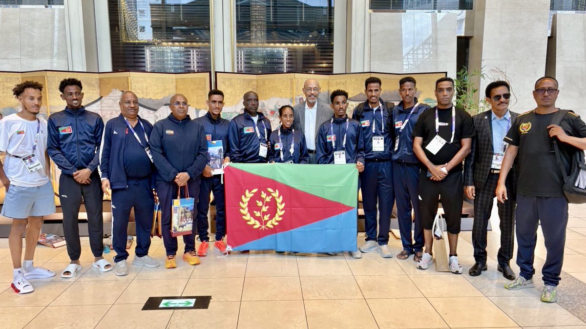 #Eritrea 's  National Athletics Team, currently in Japan for the World Athletics Championships, was visited and encouraged by H.E Amb Estifanos <a href="/AmbassadorEstif/">Ambassador Estifanos</a> , the Ambassador of Eritrea to Japan.
We wish them best of luck !