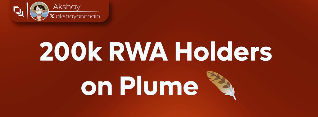 Akshay.g (@akshayy_eth) on Twitter photo <a href="/plumenetwork/">Plume - RWAfi Chain</a> hitting 200k RWA holders feels like a real milestone for the whole web3 space.
Plume first to break 100k, and now doubled it in no time, leaving Ethereum and Solana behind.
That means over half of all RWA holders are on Plume, with more than 105 tokenized assets <a href="/plumenetwork/">Plume - RWAfi Chain</a> hitting 200k RWA holders feels like a real milestone for the whole web3 space.
Plume first to break 100k, and now doubled it in no time, leaving Ethereum and Solana behind.
That means over half of all RWA holders are on Plume, with more than 105 tokenized assets