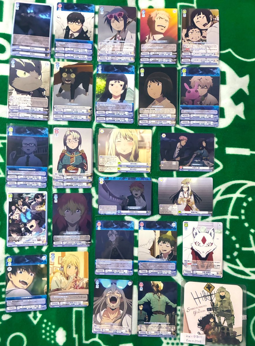 mym_pxxq's tweet photo. 【交換】 青の祓魔師 ヴァイスシュヴァルツ ブラウ ブースターパック スタートデッキ 青エク

譲：画像1~3枚目

求：家族. ユリ. 獅郎（同数希望あり）
　　終夜篇. シュラ→各1

❆ 🩷最優先 (1枚目2段目以降との交換)
❆ 👑同士

都内手渡し or 郵送
固定ポストご確認願います🙇‍♀️ https://t.co/34268OLk6Q