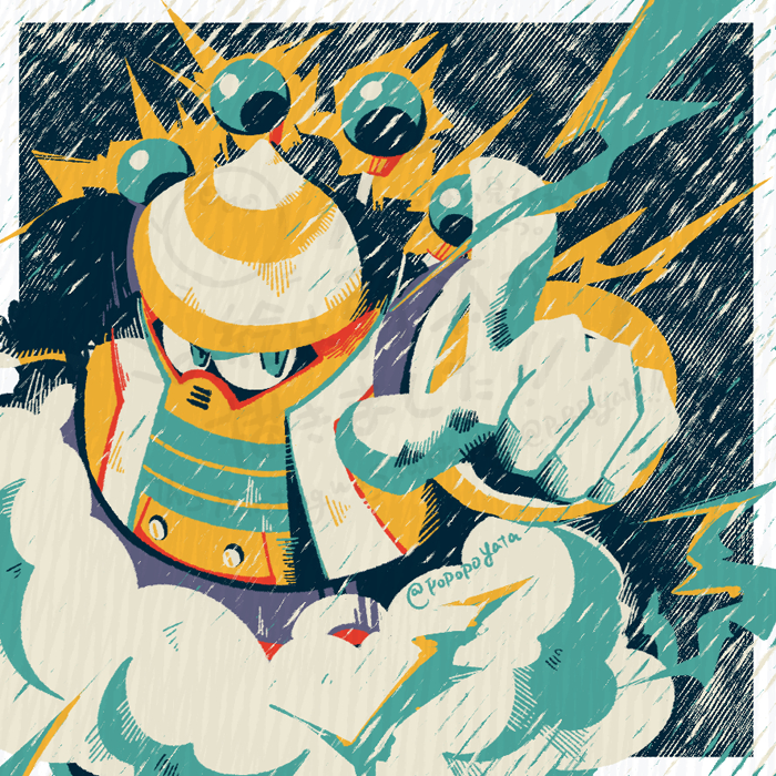 ⛈️
#本家ロックマン版深夜の真剣お絵描き60分一本勝負