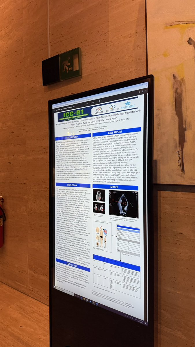 jawmedico25's tweet photo. Honored to present my case report at (ICC-R1 Multimodality Cardiac Imaging)
🫀

#ksmcmedia  
#Cardiac_Imaging  
#ICCR1 #CardiacImaging #MedicalConference #CME #Riyad
#echocardiography #echo_strain
@Cluster1_Riyadh https://t.co/qSq9JIugux