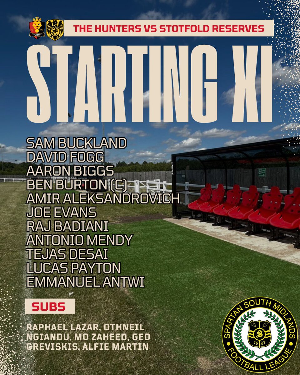 Underway here at Hunters Stadium, here's today's lineup:

1'|🔴#TheHunters 0-0 Stotfold 🟣