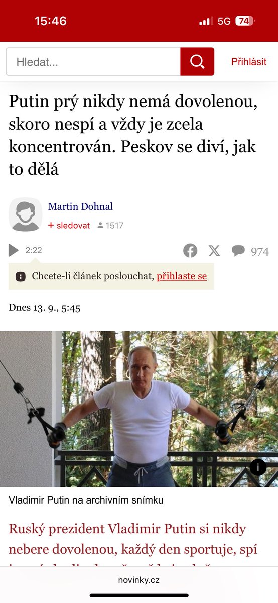 Novinky přepisují 1:1 propagandistické kecy z Ruska a vydávají to jako normální zprávu. Ta se pak doporučuje na homepage Seznamu milionu čtenářů.

Top tier kvalitní žurnalistika.

Už vidím, jak na GazetaRU vychází článek o tom, že Macron nikdy nespí a každý den sportuje.

Rusko