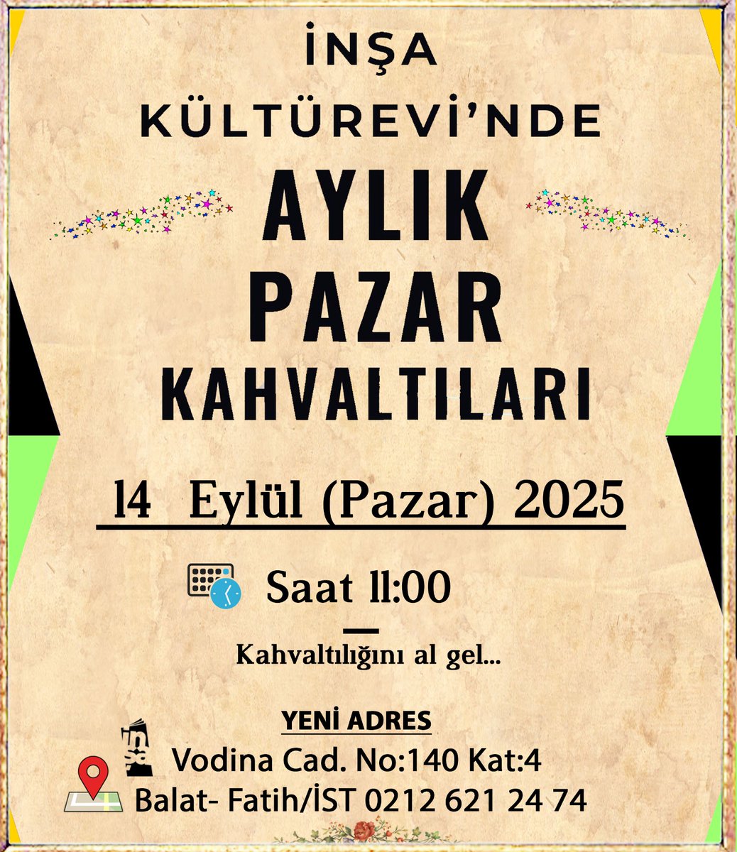 Yarın İnşa Kültürevi'ndeyiz, sizleri de bekleriz.