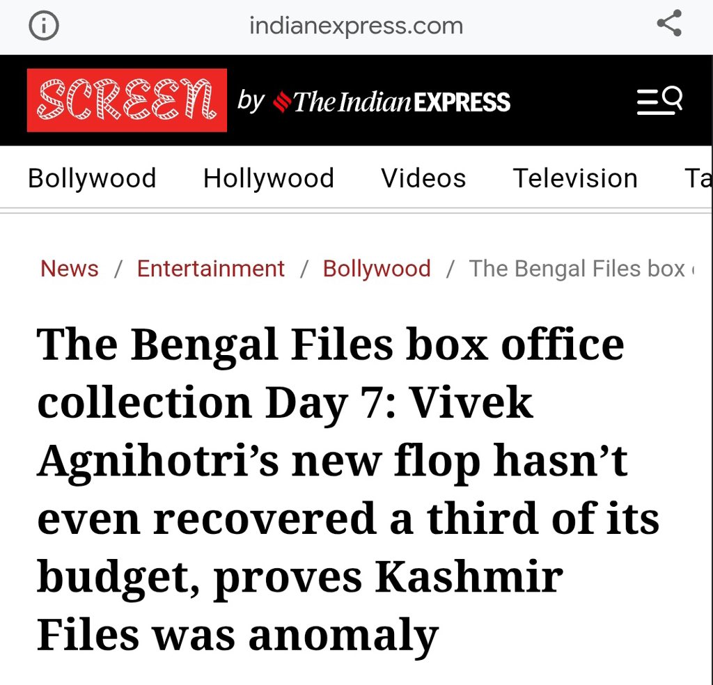 The Bengal Files flopped badly. 

Even after 7 days, The Bengal Files movie hasn't recovered a third of its budget. 

Congratulations <a href="/vivekagnihotri/">Vivek Ranjan Agnihotri</a> 👍🏻