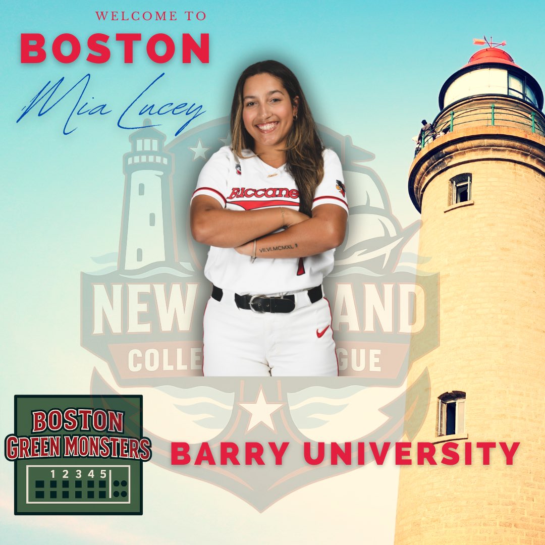 Welcome to the 2026 NECL season &amp; the BOSTON GREEN MONSTERS, <a href="/MiaLucey2024/">Mia Lucey</a> from <a href="/BarryUSoftball/">Barry University Softball</a> , coming to BOSTON for the battle of the harbor  this next summer 2026‼️⚓️🔥

🗓️: 6/11-7/10
📍Boston, MA

Players Register: ⬇️⚓️⬇️⚓️
AmericanCollegiateLeague.com

#necl #fastpitchunited