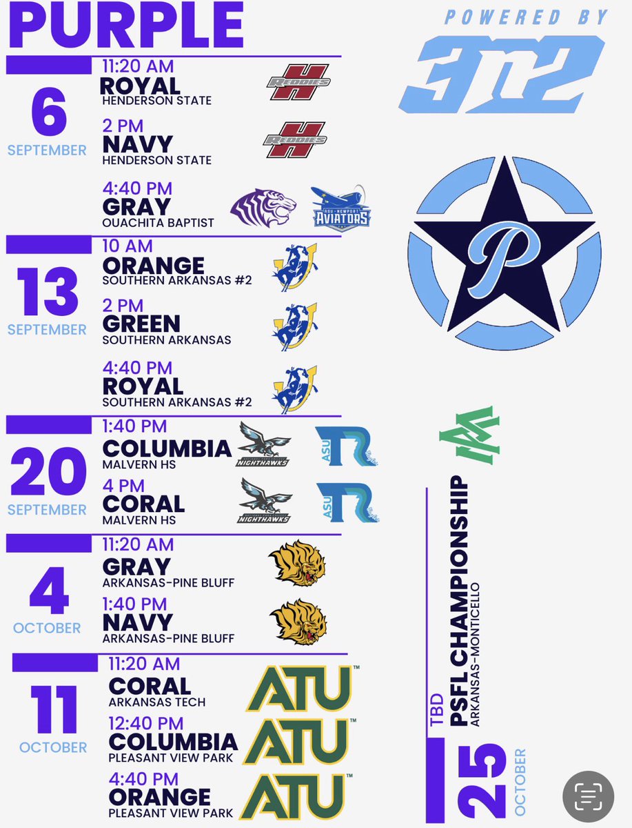 About to kick off our second weekend <a href="/JAnderson_Coach/">Jason Anderson</a> <a href="/mollymcarter_/">Molly Carter</a>  come check us out on field 2 <a href="/10/">PR</a>&amp;440 and field 1 <a href="/2/">A 2-loop</a> 💜💜💜💜 #20 lets go !!