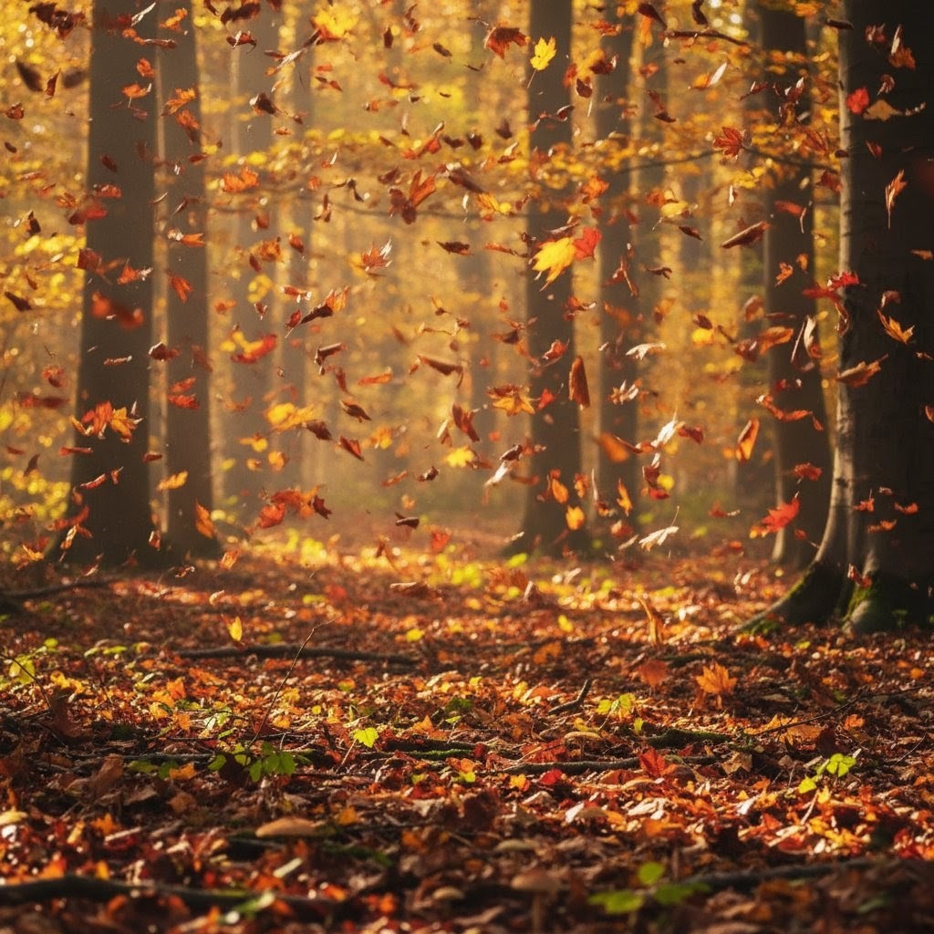 #Autumn 
Leaves loosen their hold, drifting like embers
from summer’s fading hearth.
Gold, russet, and crimson confessions
spiral in hush of air,
a soft hymn of departure.
Each falling leaf writes in silence
the fleeting script of time—
a page turned in earth’s great book,
where