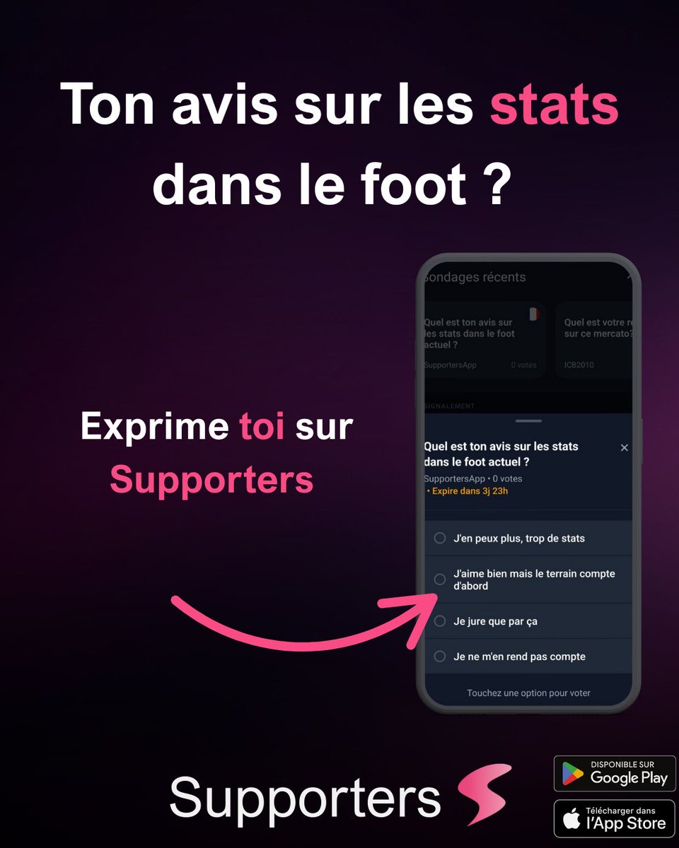 Supporters_app's tweet image. Trop de stats ? Pas assez de stats ? 👀 

Enfin un endroit pour donner la parole aux fans ⚽️🔥

Exprimes ton avis gratuitement et facilement sur Supporters 👉📱
linktr.ee/supporters.app

#avis #foot #Ligue1
#Ligue2 #supporters