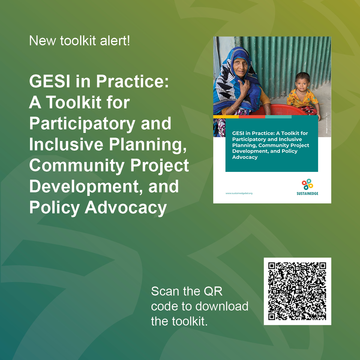 New toolkit alert!

We are excited to introduce our new toolkit, “GESI in Practice: A Toolkit for Participatory and Inclusive Planning, Community Project Development, and Policy Advocacy”.

#Toolkit #GESI #InclusiveDevelopment #GenderEquality #CommunityEngagement #PolicyAdvocacy