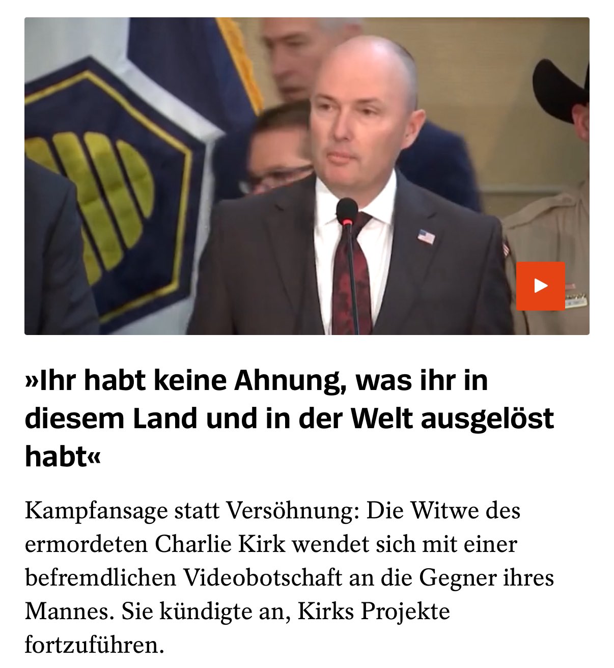 Der Spiegel findet es „befremdlich“, dass sich die Witwe von Charlie Kirk, zwei Tage nachdem der Vat...