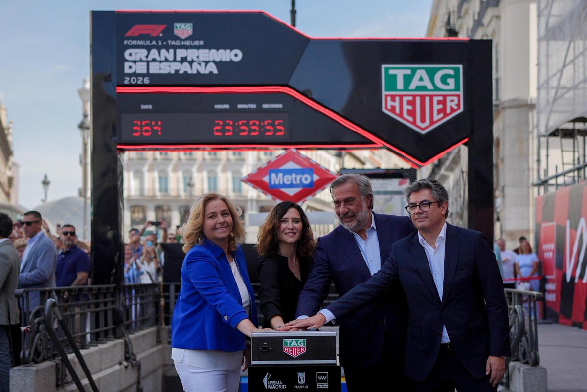 IdiazAyuso's tweet image. Comienza la cuenta atrás para el Gran Premio de Fórmula 1 de España, #MADRING. El 13 de septiembre de 2026 Madrid es la capital mundial del deporte a motor. 

Un orgullo para los que aman la competición, el deporte, la libertad y este gran país.