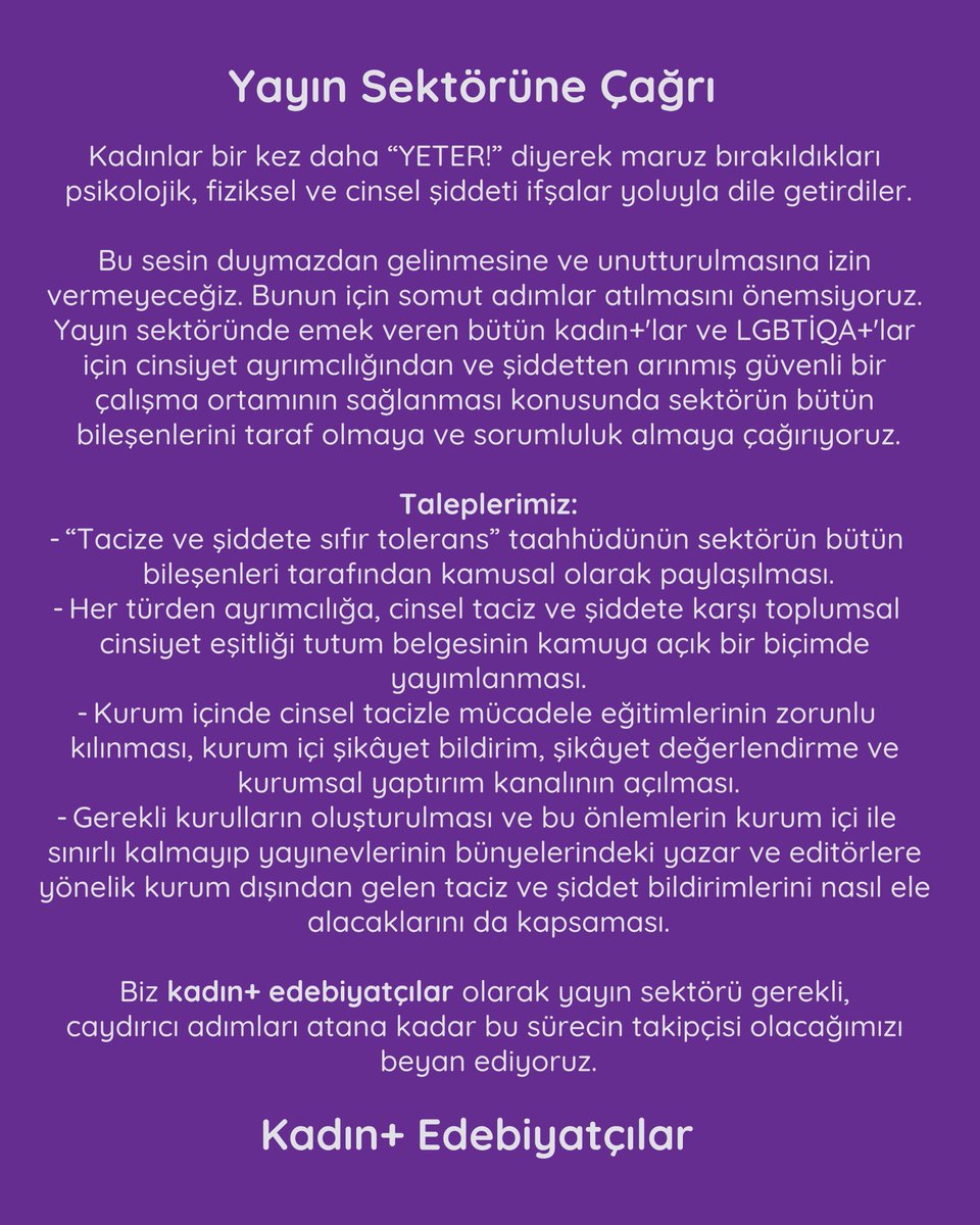 Metiskitap's tweet photo. 206 kadın+ edebiyatçının yayınladığı bu çağrının yanındayız. https://t.co/DzsyqS1cT6