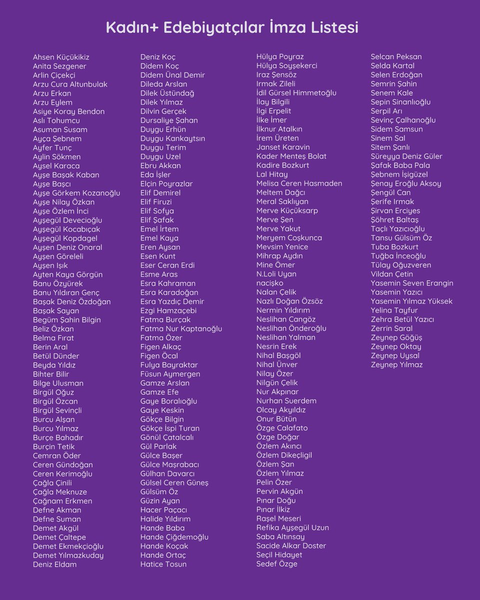 206 kadın+ edebiyatçının yayınladığı bu çağrının yanındayız.