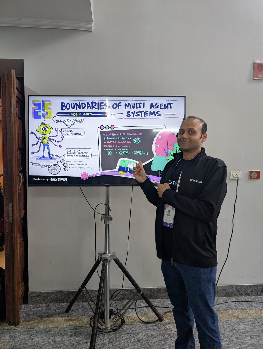 Silly_Strokes's tweet image. When the speaker meets their sketchnote!

Session by Robin Gupta, founder &amp;amp; CEO of @TestZeusAI