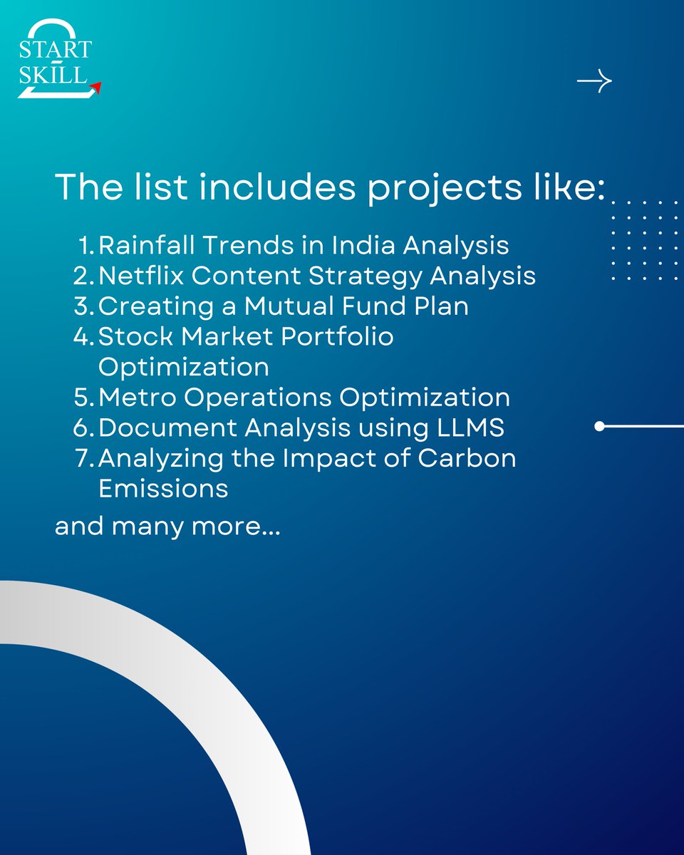 QuickCourse_'s tweet image. 🚀 Ready to supercharge your career in data analytics? With 40 hands-on projects in Python, you’ll gain real-world skills to analyze, visualize, and make data-driven decisions like a pro. 
#Start2Skill #DataAnalytics #PythonProjects #LearnPython #DataScienceIndia #CareerGrowth