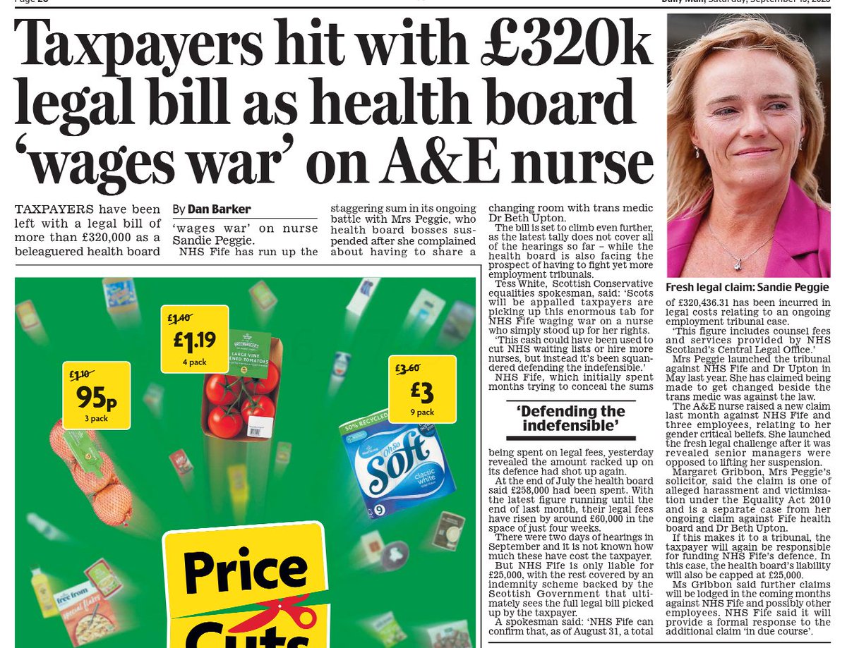 AgentP22's tweet photo. £320k+ of taxpayer money has been spent by NHS Fife fighting an A&amp;E nurse in court. 

Cash that could’ve gone to employing more nurses, instead of being wasted defending the indefensible. https://t.co/AO3qLQce1j