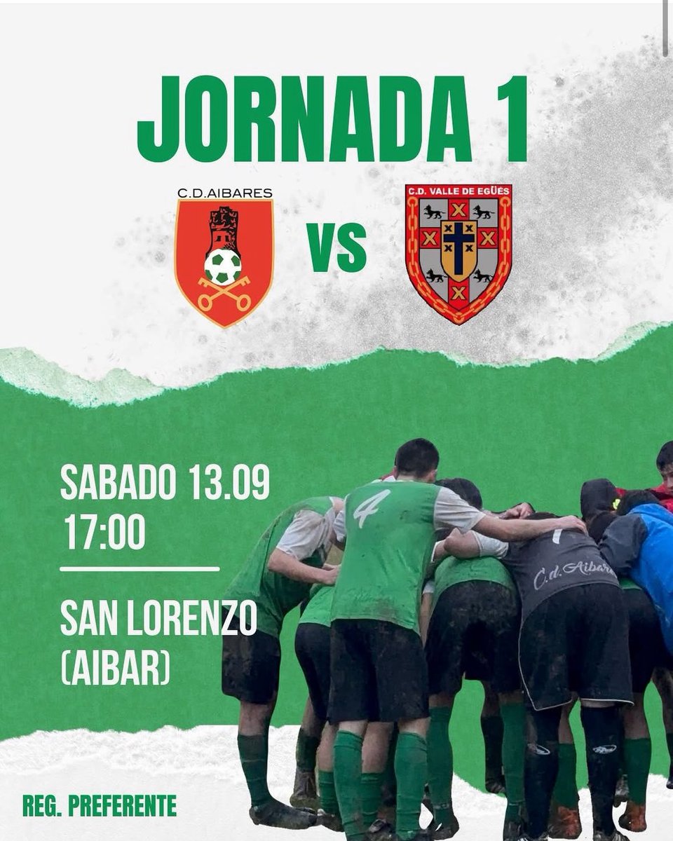 Hoy comienza la temporada , nos visita el  <a href="/AUPAEGUES/">C.D. VALLE DE EGÜÉS FUTBOL</a> 
Os esperamos a tod@s en el San Lorenzo 
Goazen Aibares 💚